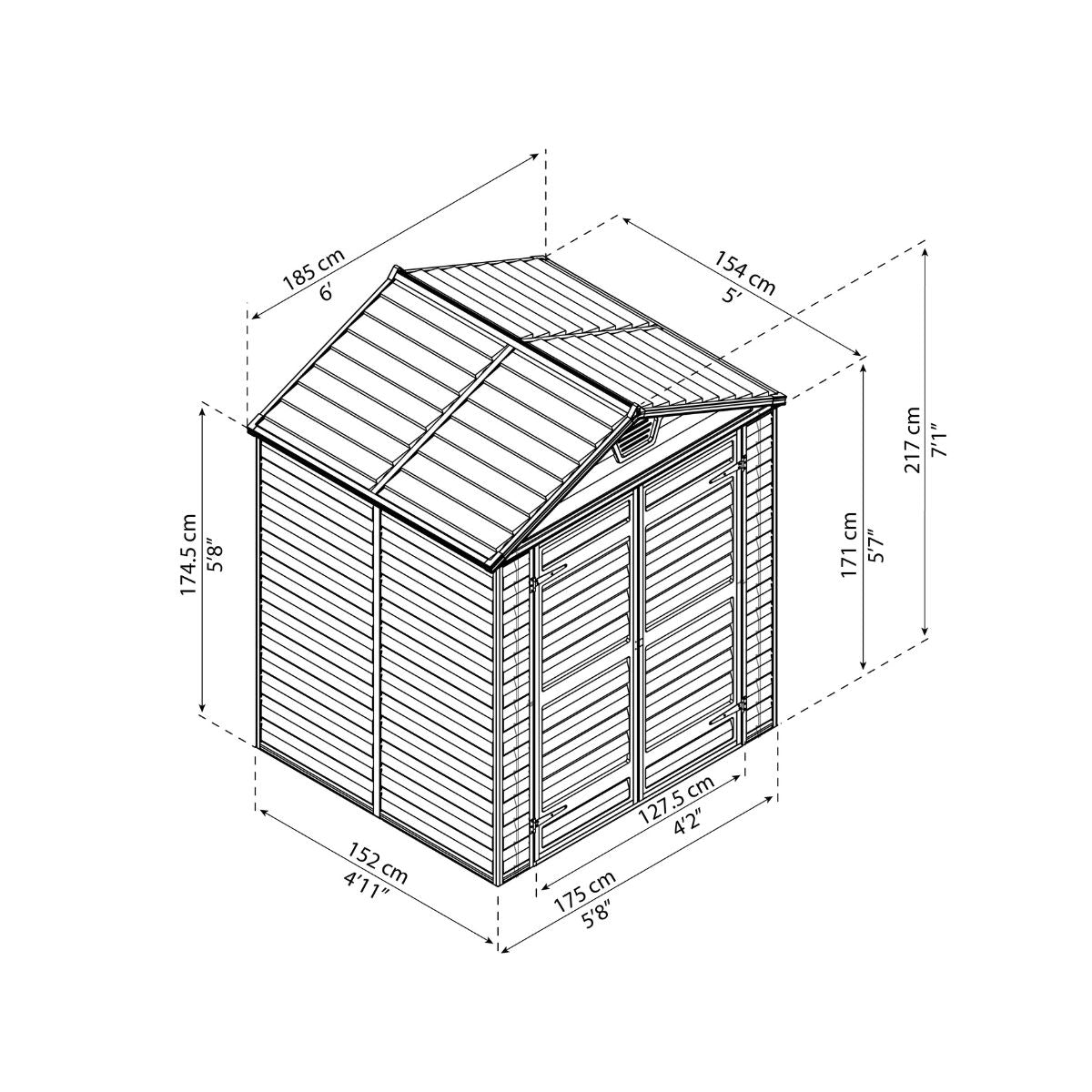 Telheiro de jardim Canopia Skylight Policarbonato 154x185x217 cm Cinza