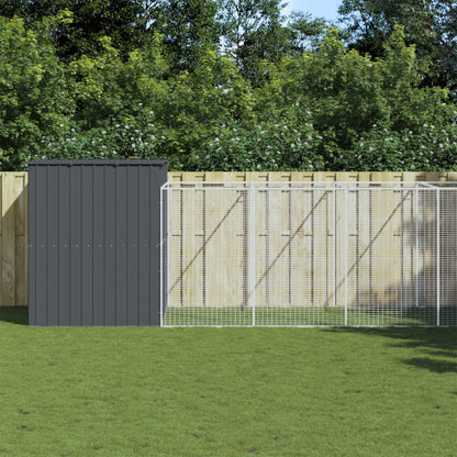 Caseta Perros Con Corral Acero Galvanizado Gris 214x1069x181 Cm_1