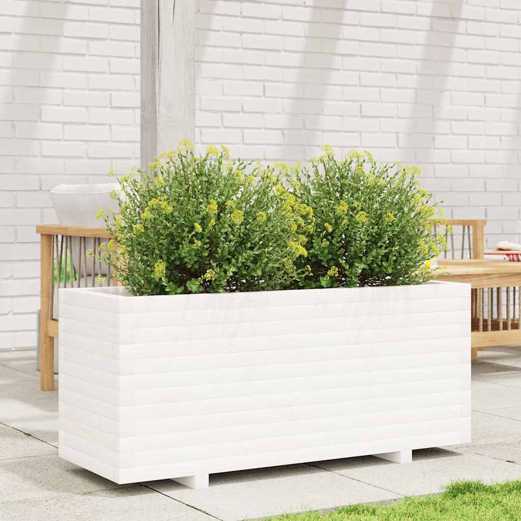 Jardinera Madera Maciza De Pino Blanco 110x40x49,5 Cm_2