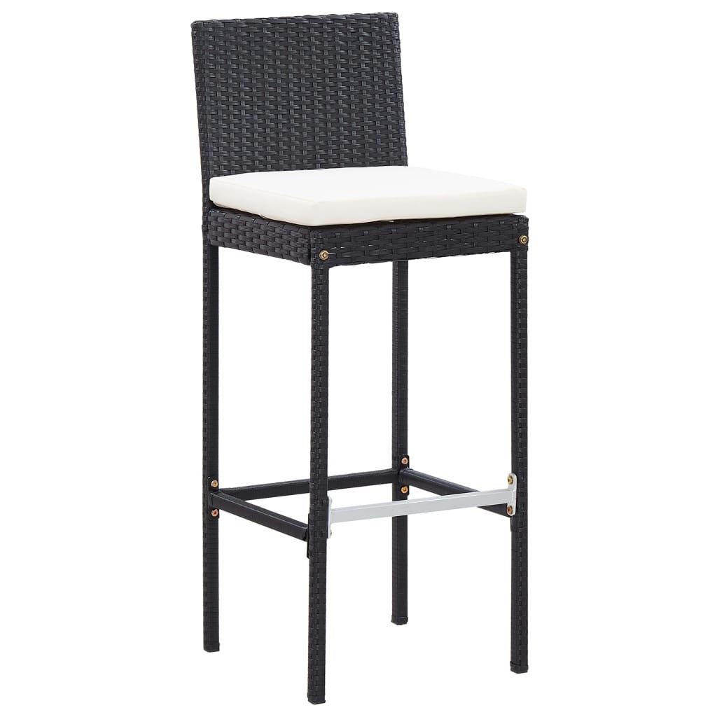 Vidaxl Set Muebles Bar Jardín Y Cojines 7 Pzas Ratán Sintético Negro_3