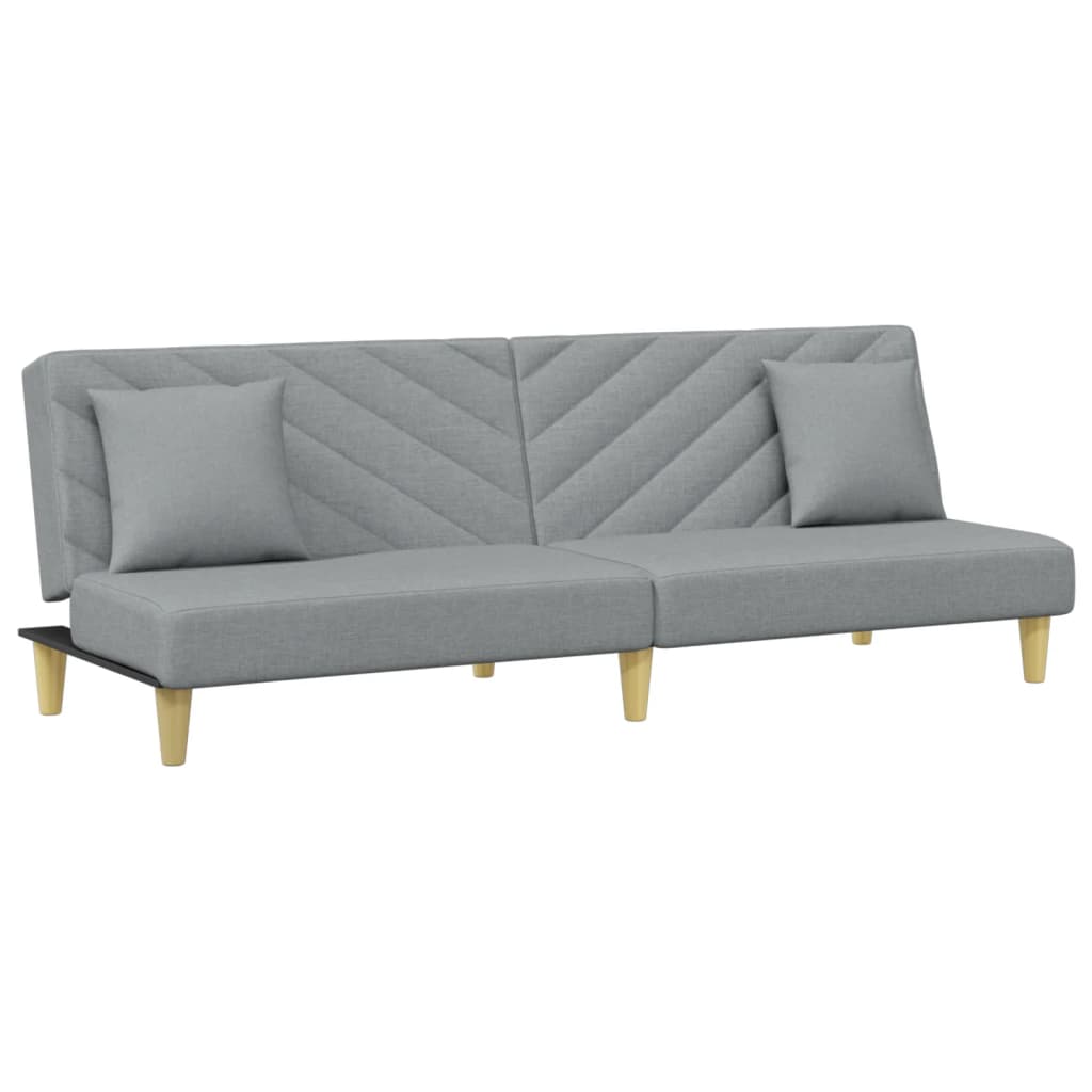 Sofá Cama De 2 Plazas Con Almohadas Y Taburete Tela Gris Claro / Vetonek_5
