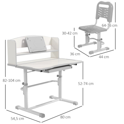 Conjunto De Secretária E Cadeira Zonekiz Pp, Mdf E Metal Cinzento 80x54,5x82-104 Cm_2