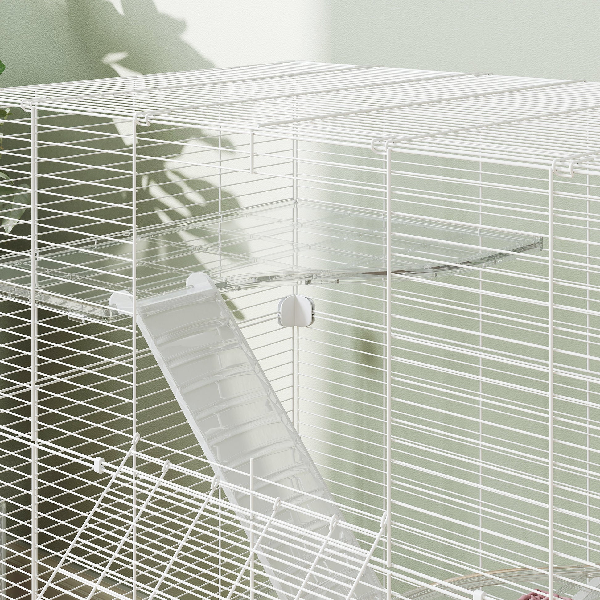 Pawhut Jaula Para Hurones De 4 Niveles Con Bandeja Inferior 73x47x80 Cm Blanco_3