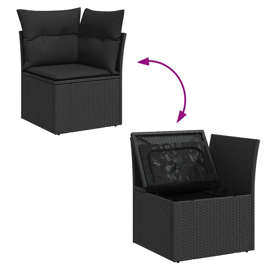 Set Sofás Jardín Y Cojines 6 Pzas Ratán Sintético Acacia Negro / Vetonek_3