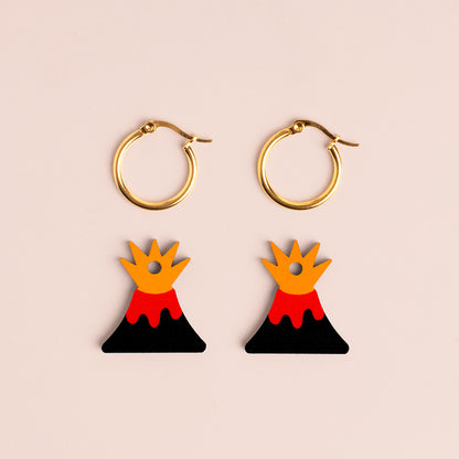 Pendientes Volcán - Aro de Acero Quirúrgico y Bañado en Oro de 18k - Nature Vibes_2