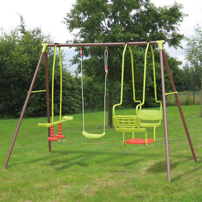 Balanço triplo de aço Soulet Malo com assento de gôndola