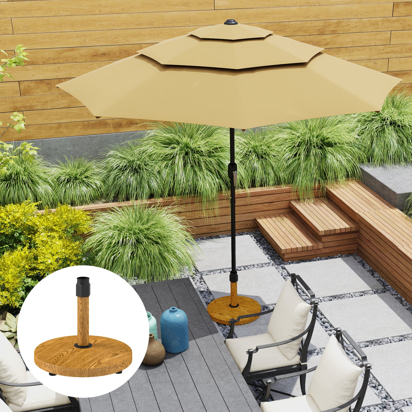 Outsunny Base Para Sombrilla Con Relleno De Cemento Peso 24,5 Kg Natural_4