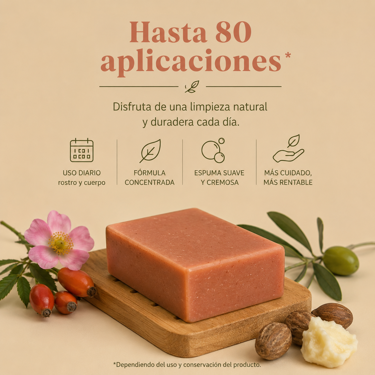 Jabón de Rosa Mosqueta 100 g | Limpieza Suave para Rostro y Cuerpo_5
