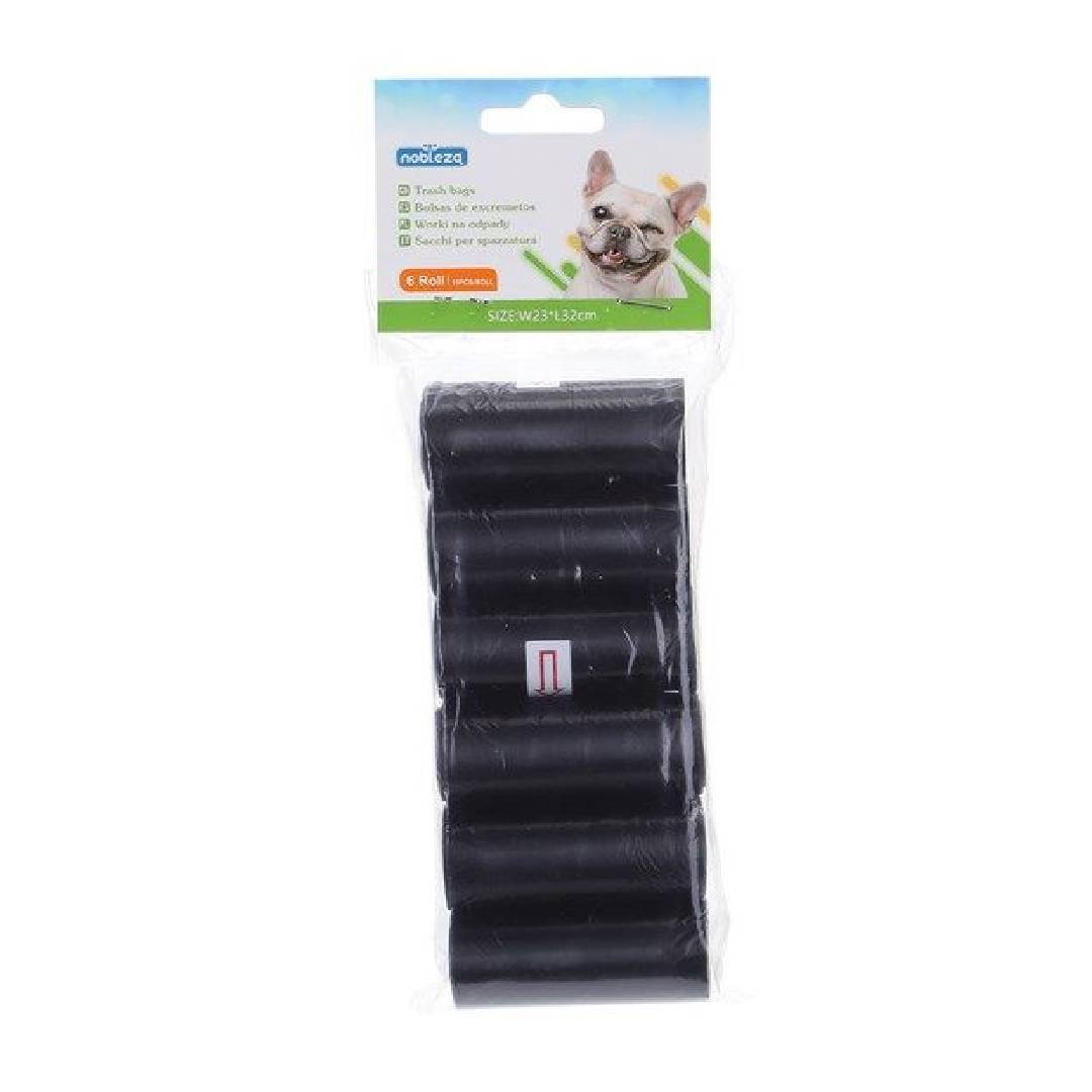 Sacos biodegradáveis ​​para cocó 6 rolos pretos - 90 sacos Nobleza