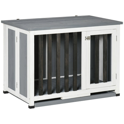 Pawhut Jaula Para Perros En Casa Plegable 84,5x51,4x61 Cm Techo Abatible Gris_0