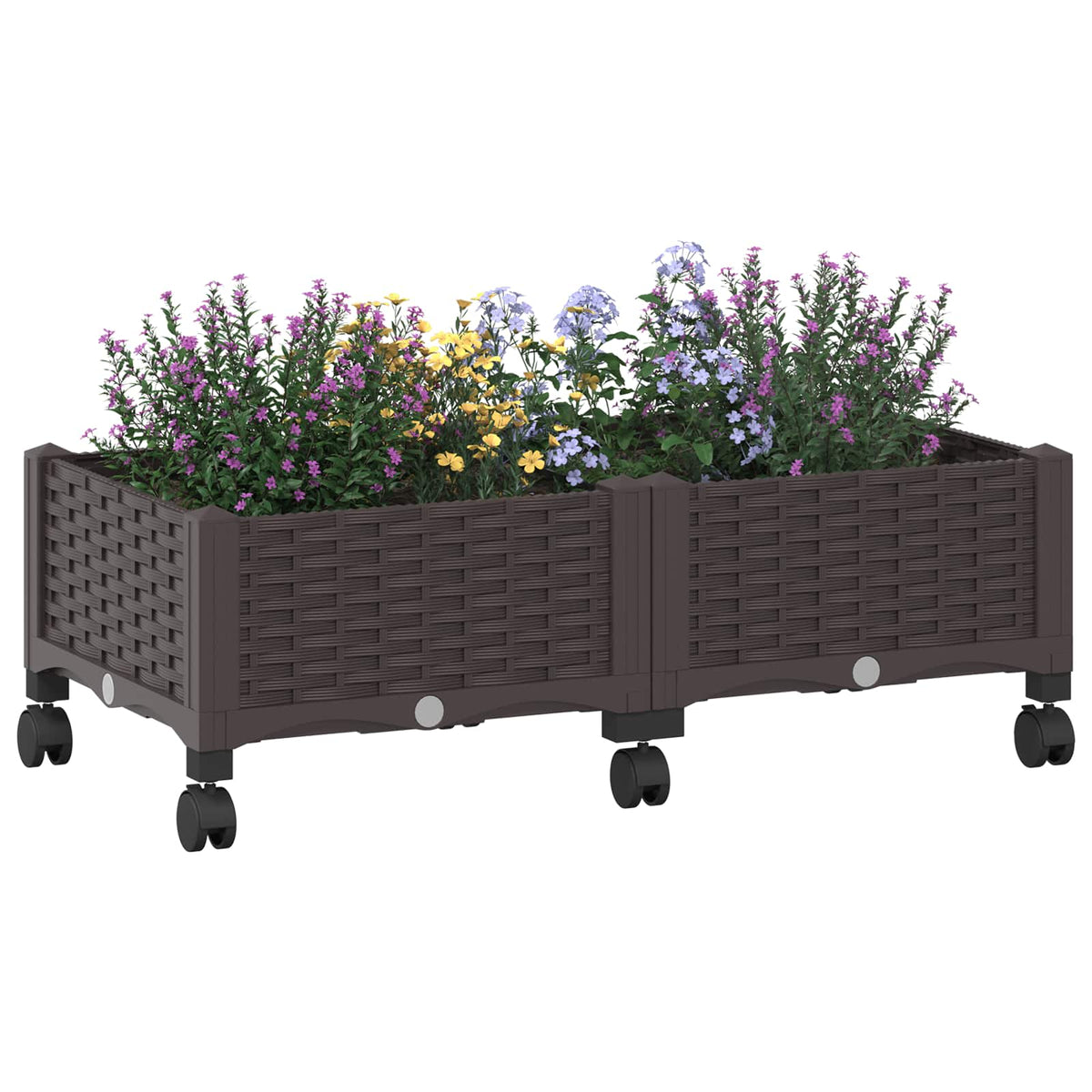 Macetero De Jardín Con Ruedas Marrón 80 X 40 X 29 Cm Pp_2