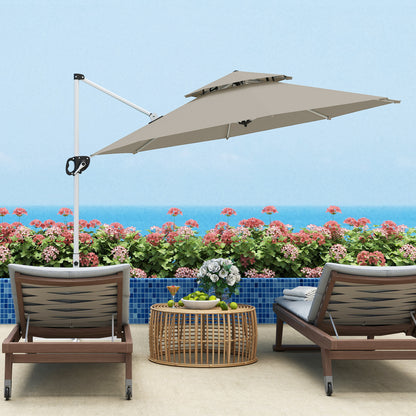 Outsunny Sombrilla De Jardín Ø292 Cm Con Manivela Inclinación Ajustable Gris_3
