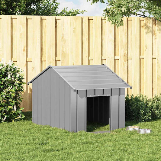 Caseta Para Perros Con Techo Acero Galvanizado 83x130x85 Cm_0