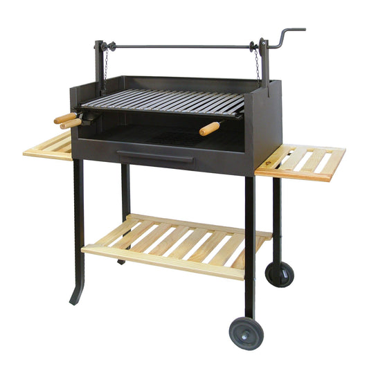Churrasqueira completa com grelha em aço inox e tabuleiros em madeira da Imex El Zorro