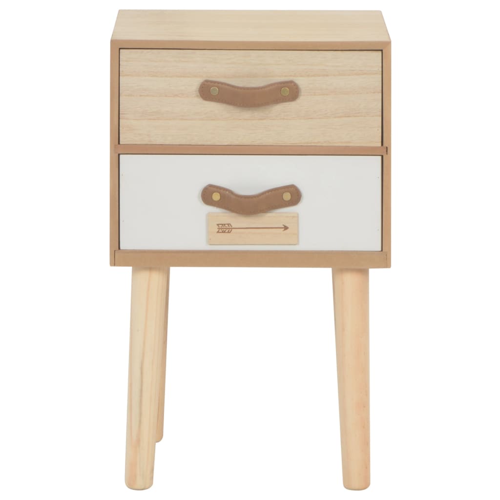 Mesita De Noche Con 2 Cajones Madera Maciza Pino 30x25x49,5 Cm_1