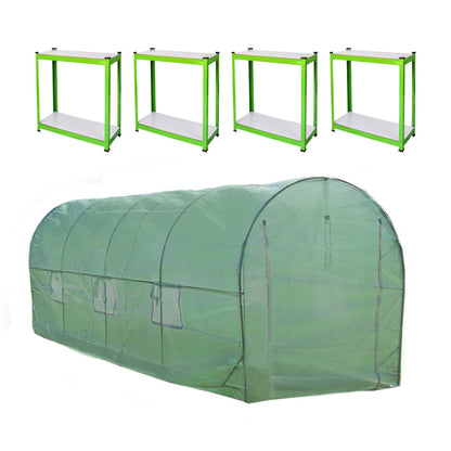 Invernadero Politúnel Con Estantería Galvanizada De Jardín Carpa De Cultivo 25mm 6m X 3m_0