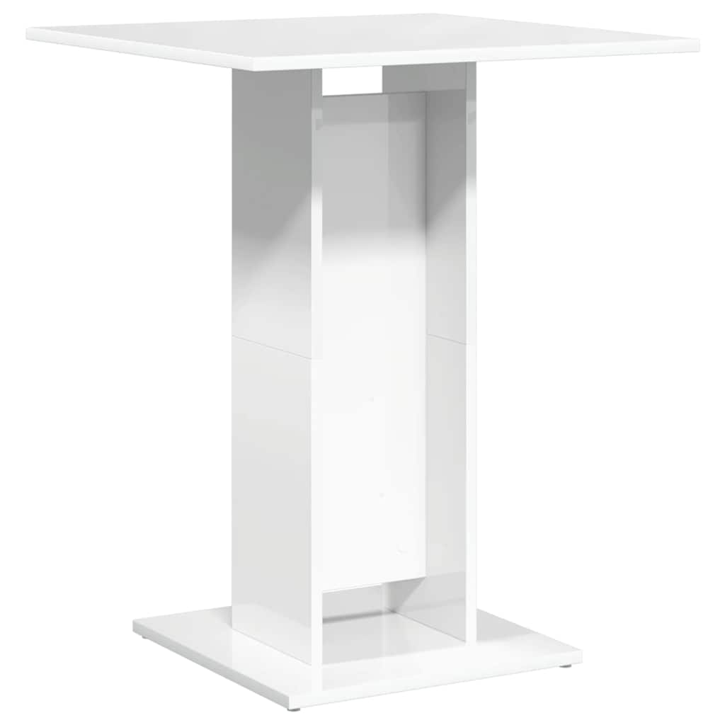 Mesa De Bistró Madera Contrachapada Blanco Brillo 60x60x75 Cm_0