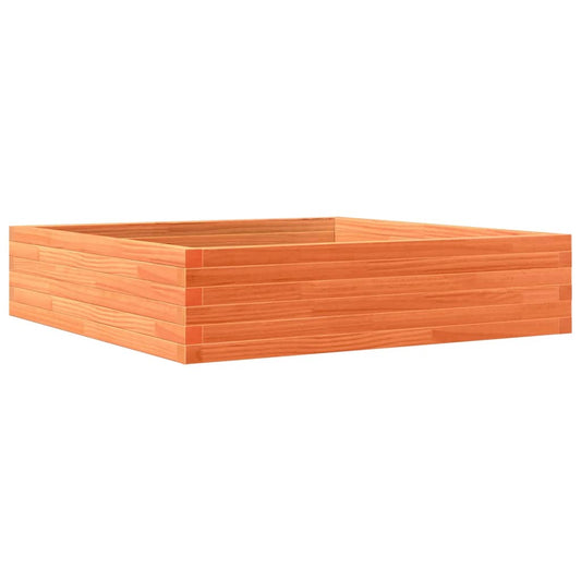 Jardinera De Madera Maciza De Pino Marrón Cera 100x100x23 Cm_0