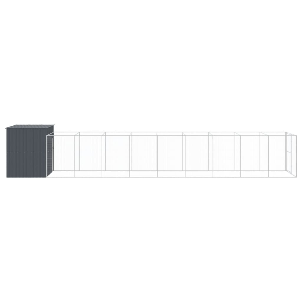 Caseta Perros Con Corral Acero Galvanizado Gris 214x1069x181 Cm_3