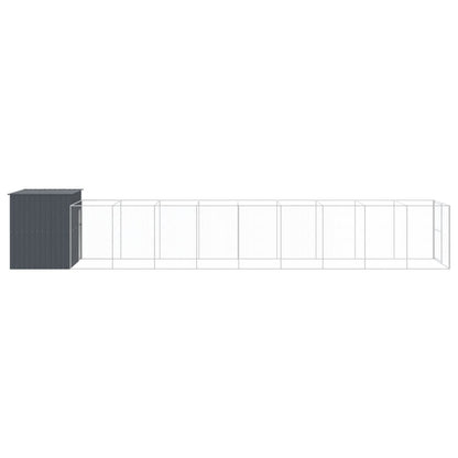 Caseta Perros Con Corral Acero Galvanizado Gris 214x1069x181 Cm_3