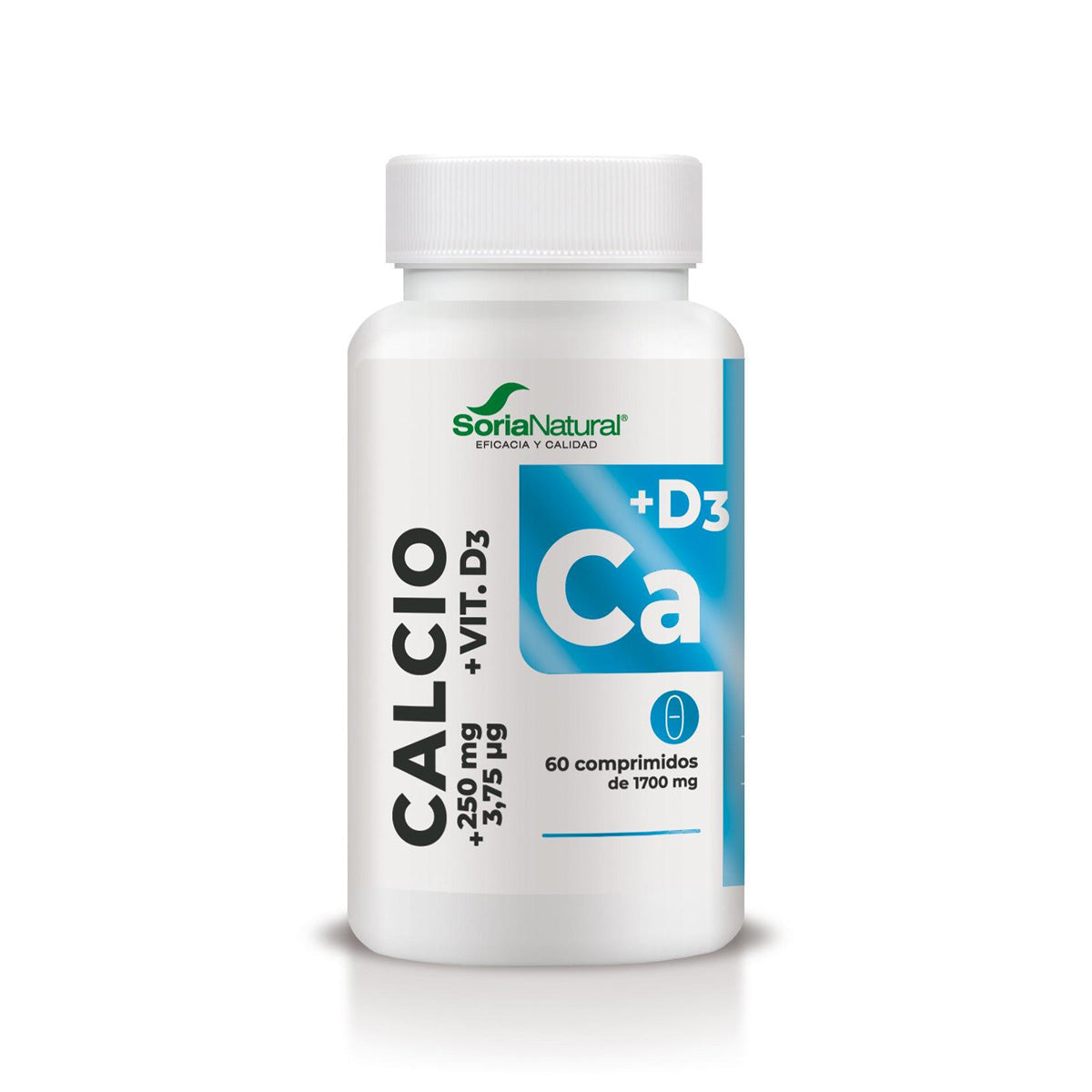 Cálcio com Vitamina D3 de libertação prolongada, Soria Natural, 60 comprimidos