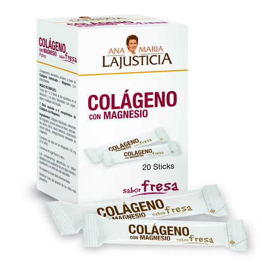 Colagénio com Magnésio sabor morango Ana María la Justicia, 20 palitos
