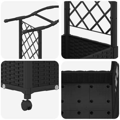 Cama Elevada Con Trellis Y Techo Negro 169 X 40 X 129 Cm Pp_5