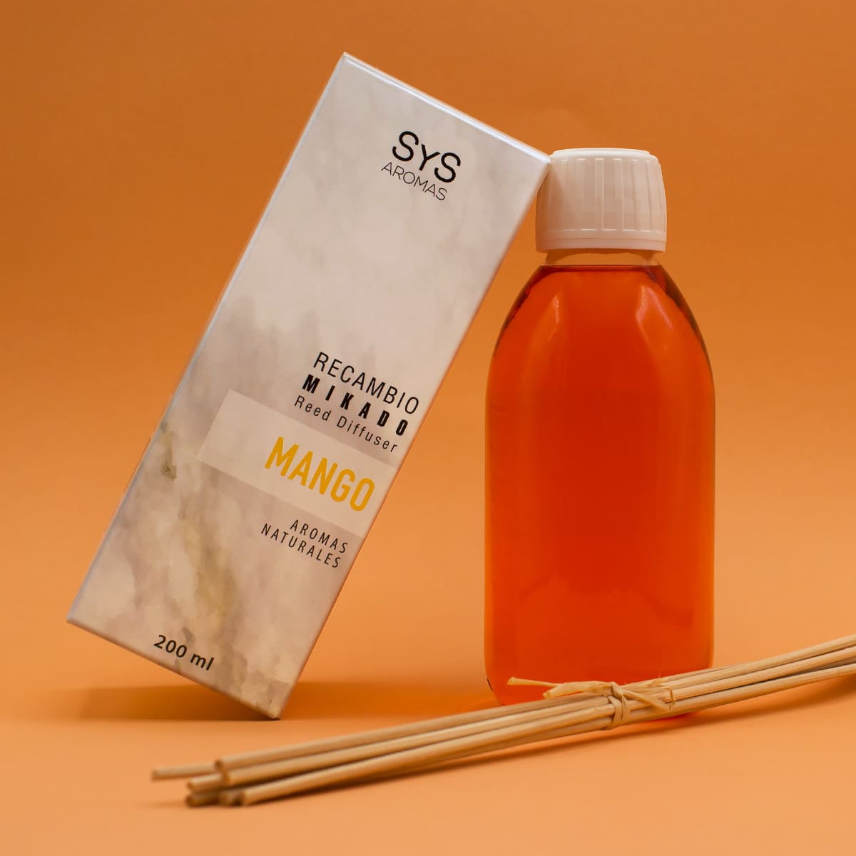 Recambio Mikado Mango 200 Ml Con Varillas | Aroma Tropical Dulce | Refill Difusor | Larga Duración_1