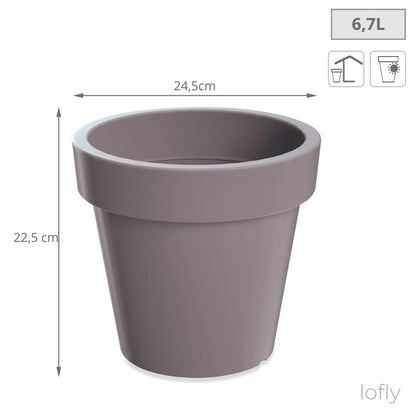 Maceta De Plastico Lofly En Color Gris 24,5 (largo) X 24,5 (ancho) X 22,5 (alto) Cm