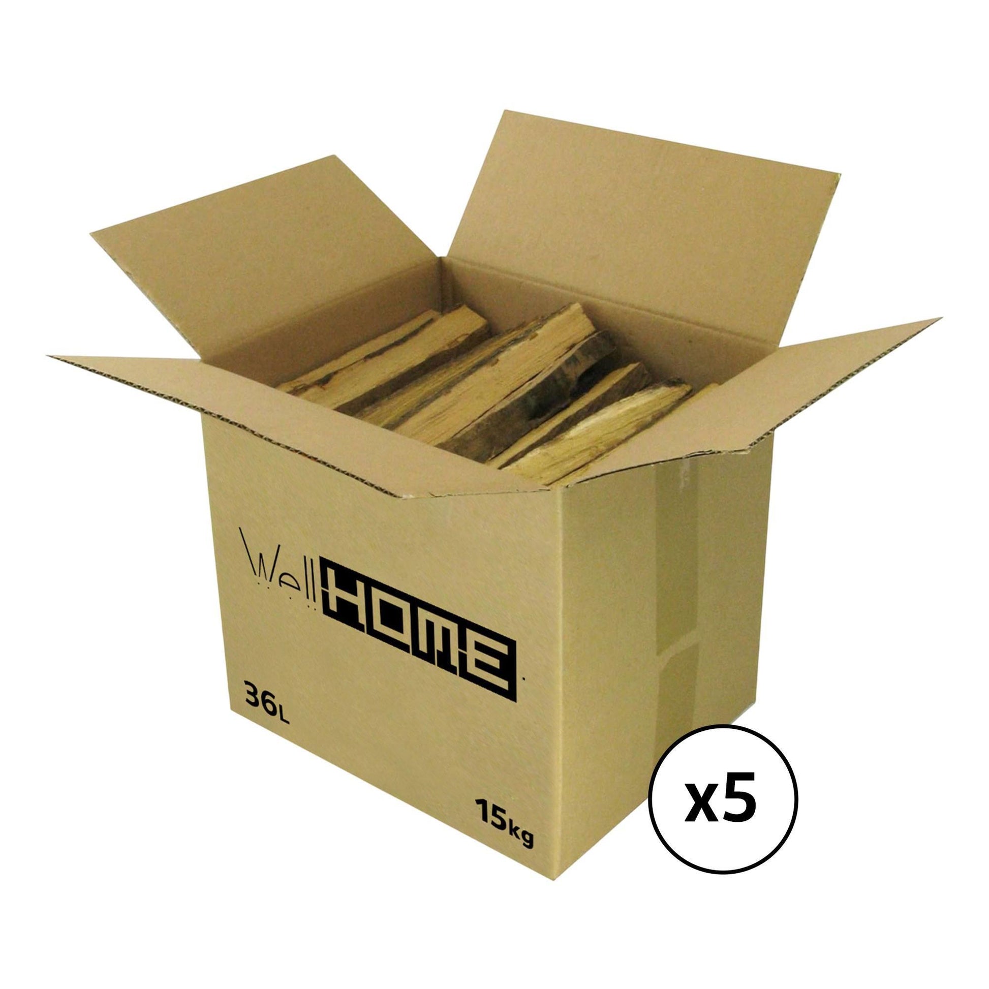 Set 5 Cajas De Leña 75kg (5x15kg) Haya Seca, Palos 30-50cm_1
