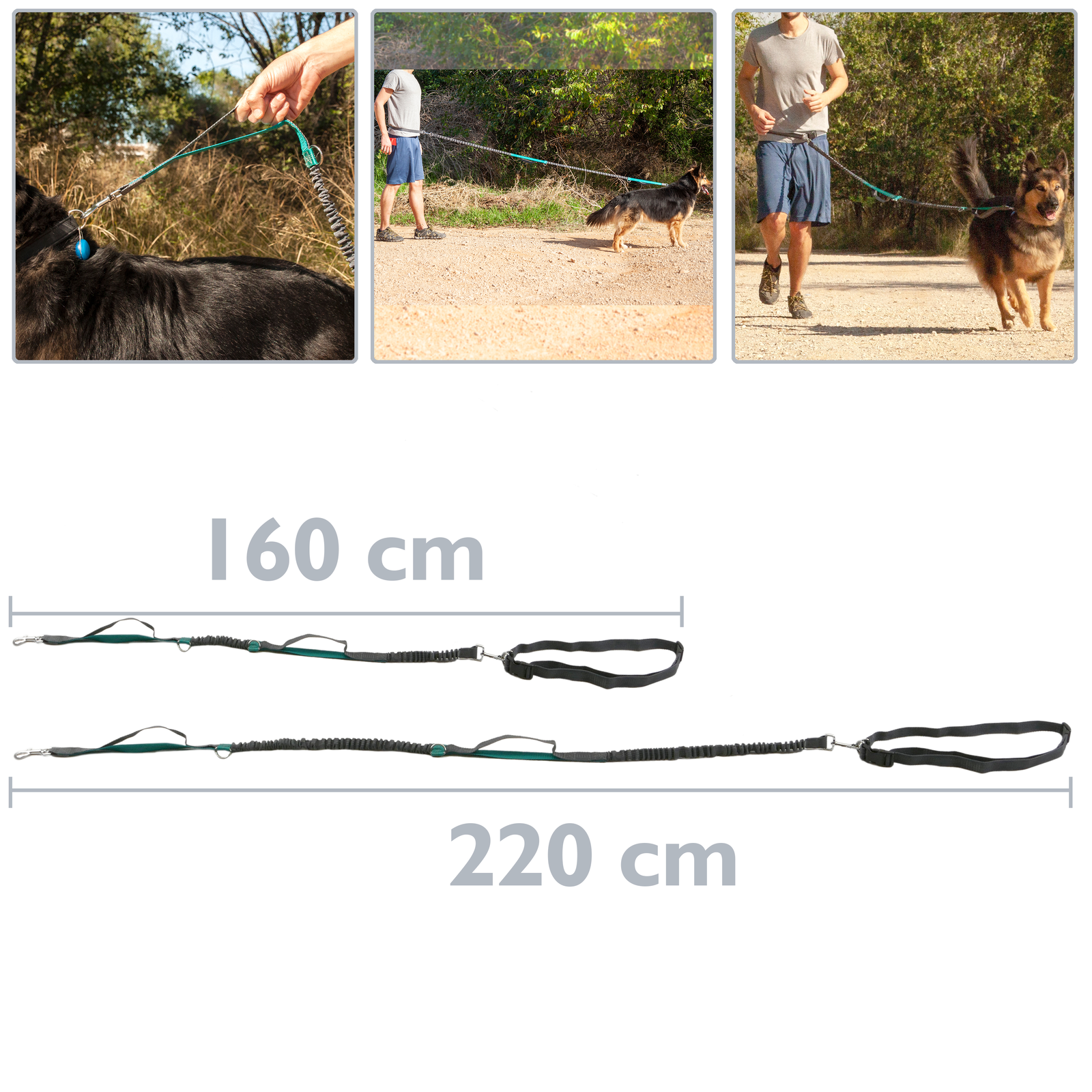 Correa Ajustable Para Perros De Jogging 160-220 Cm. Correa Manos Libres Elástica Y Reflectante Con Cinturón_1