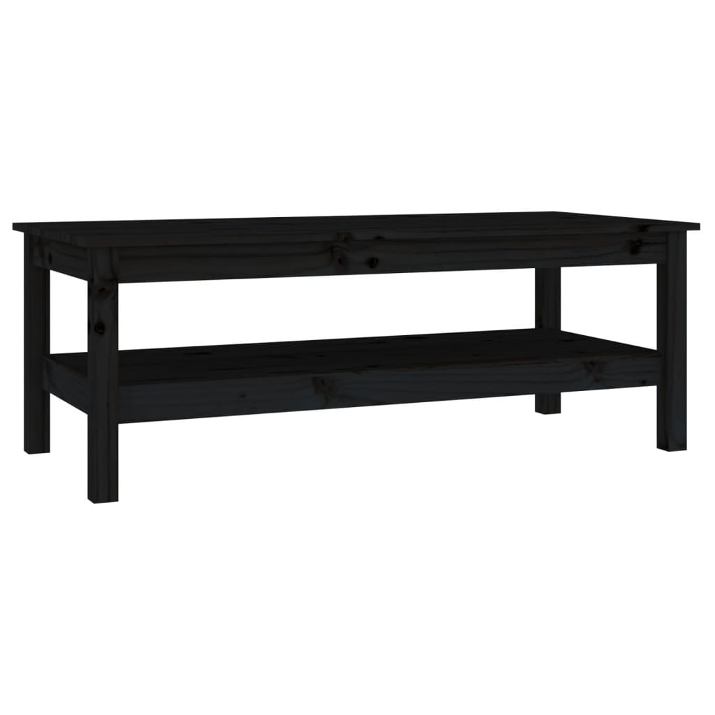 Mesa De Centro De Madera Maciza De Pino Negro 110x50x40 Cm_0