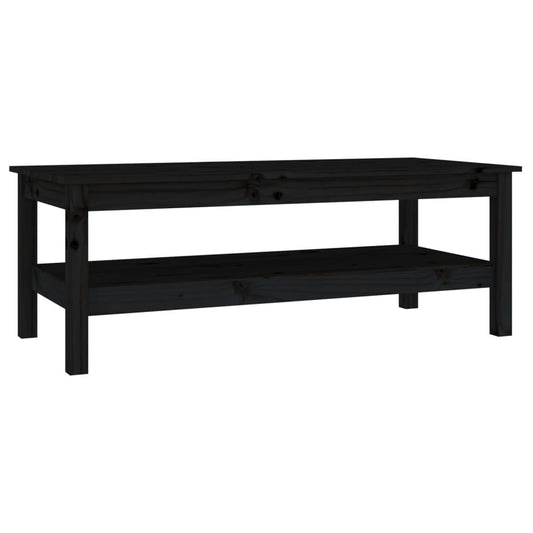Mesa De Centro De Madera Maciza De Pino Negro 110x50x40 Cm_0