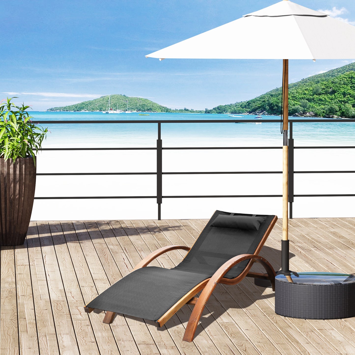 Outsunny Tumbona Hamaca 161x72x68cm Jardin Terraza Playa Piscina Patio Hotel_1