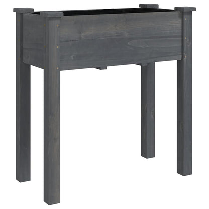 Jardinera Con Forro Y Ruedas Madera De Abeto Gris 71x37x80 Cm_2