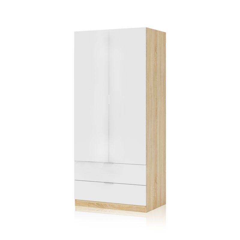 Armario Lark 2 Puertas 2 Cajones Melamina, Blanco Artik, 81,5 X 180 X 52_2