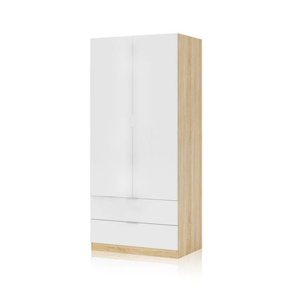Armario Lark 2 Puertas 2 Cajones Melamina, Blanco Artik, 81,5 X 180 X 52_2