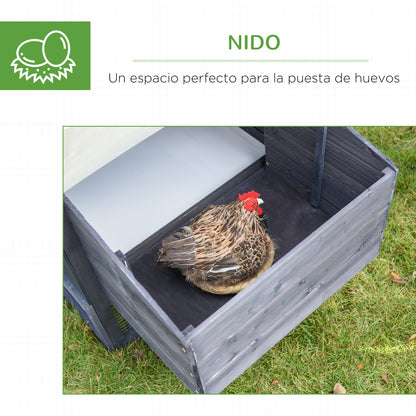 Pawhut Gallinero Madera Exterior Con Nido Corral Y Techo Asfáltico 170x81x110 Cm_5