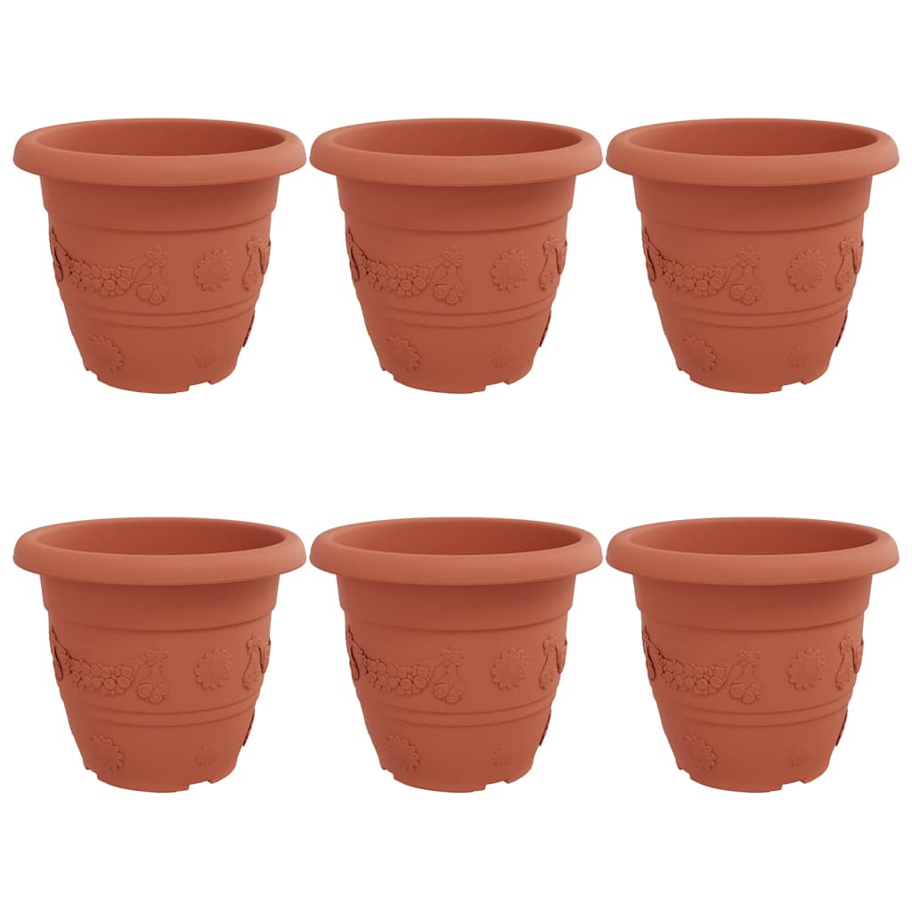 Maceta Redonda Para Flores 6 Pcs Rojo Ladrillo Ø 34 X 28 Cm_0