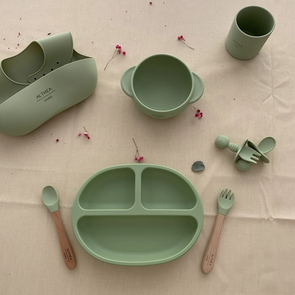 Vajilla De Silicona Orgánica - 8 Piezas - Verde Oliva._4