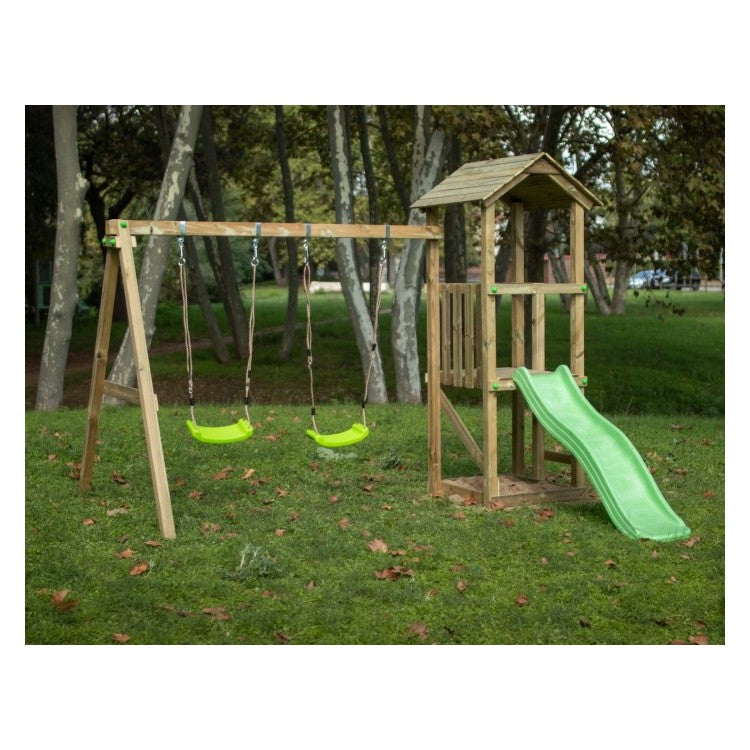 Parque Infantil Masgames Carlit M Techo De Madera Con Columpio Doble._4