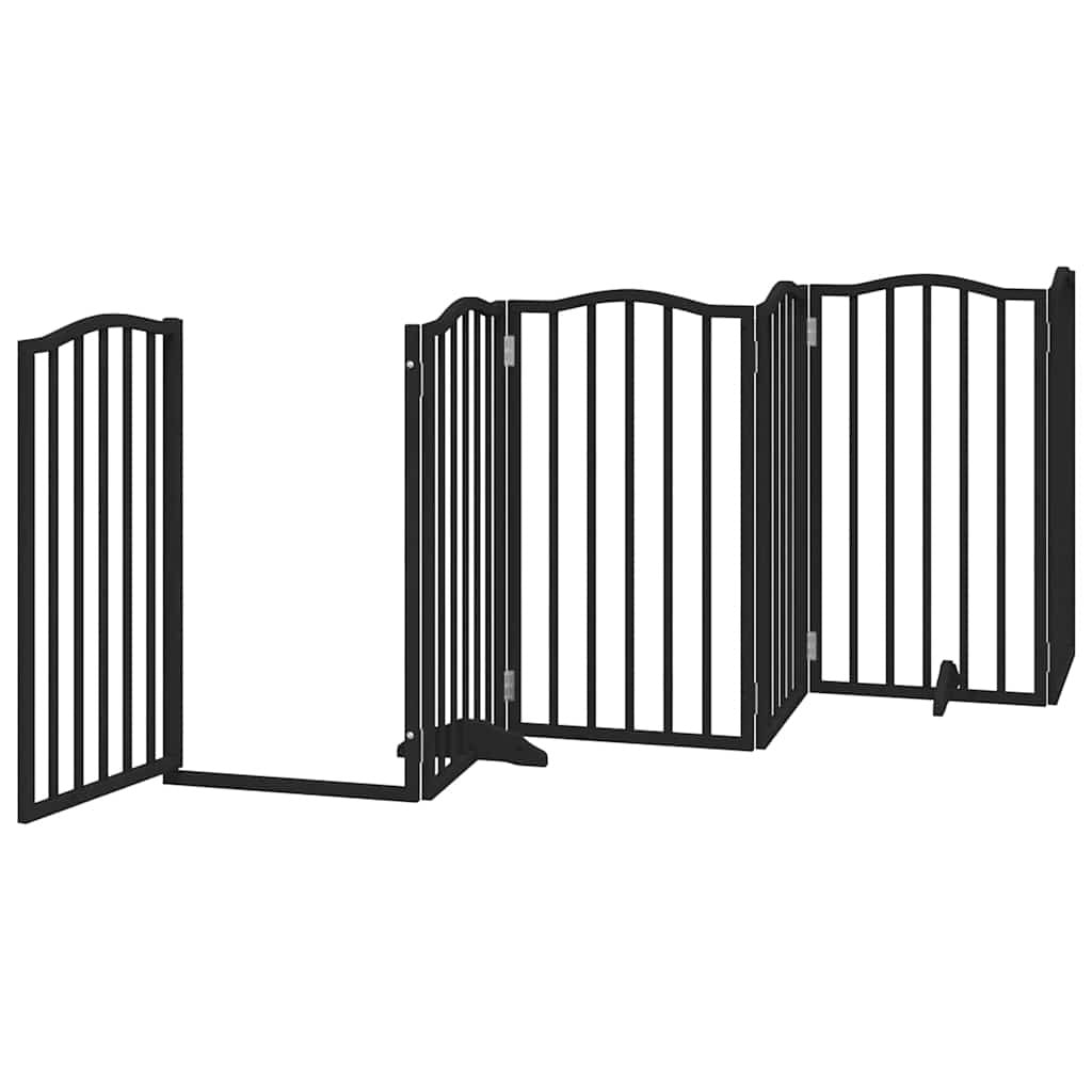 Vidaxl Puerta Para Perros Plegable 9 Paneles Madera Álamo Negra 450 Cm_3