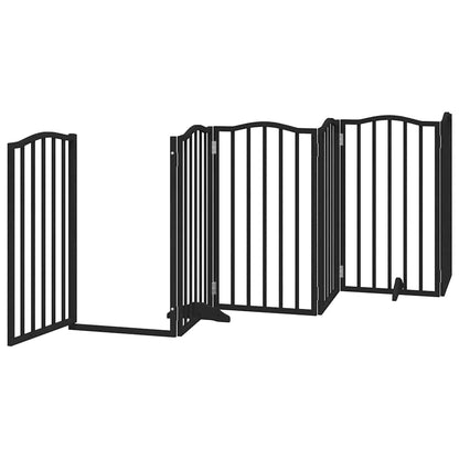 Vidaxl Puerta Para Perros Plegable 9 Paneles Madera Álamo Negra 450 Cm_3