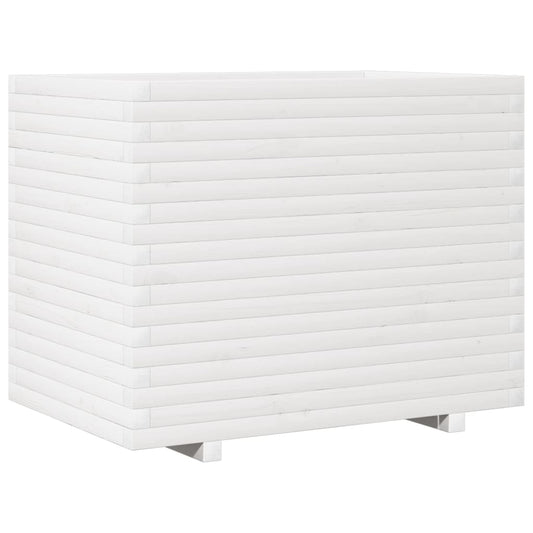 Jardinera De Madera Maciza De Pino Blanca 90x60x72 Cm_0