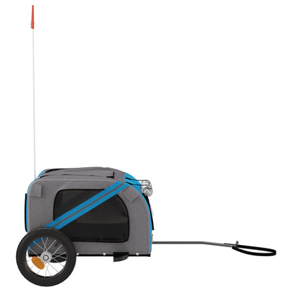 Remolque De Bicicleta Mascotas Hierro Tela Oxford Azul Gris_5
