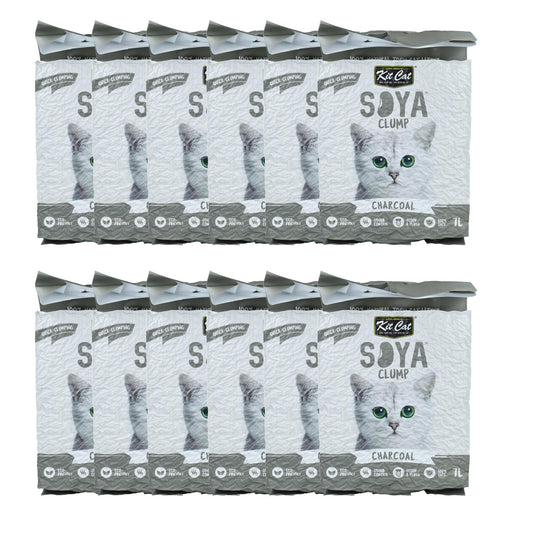 Kit Cat SoyaClump Pack Ahorro 12 - Charcoal 7 L Arena Vegetal para gatos