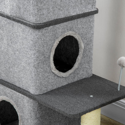 Pawhut Barril Rascador Para Gatos De 3 Niveles Altura 102 Cm Con Poste De Sisal_4