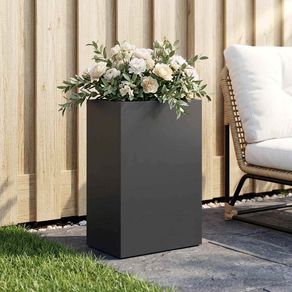 Macetero De Jardín Negro 40 X 30 X 75 Cm Acero Laminado En Frío_1