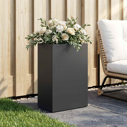 Macetero De Jardín Negro 40 X 30 X 75 Cm Acero Laminado En Frío_1
