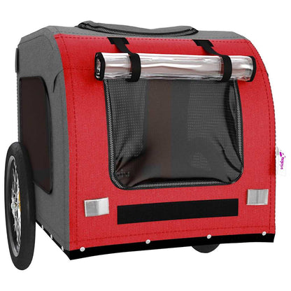 Remolque De Bicicleta Mascotas Hierro Tela Oxford Rojo Gris_4